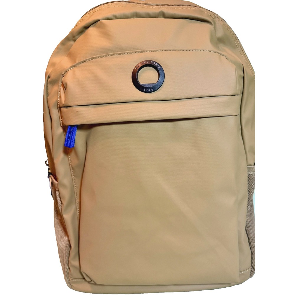 Delsey Paris BTS Kevin Men's Beige Backpack w/Royal Blue Details 18.5
